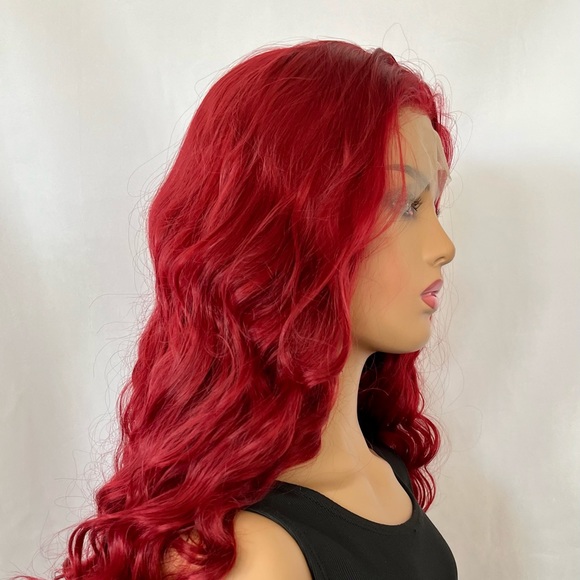 A Fabulous 24” Ruby Red 13x2.5 Premium Fiber Lace Front Wig - Daily Wear/Events - Picture 7 of 15